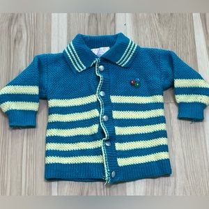 Vintage Striped Yellow and Blue Sweater Toddler 2T